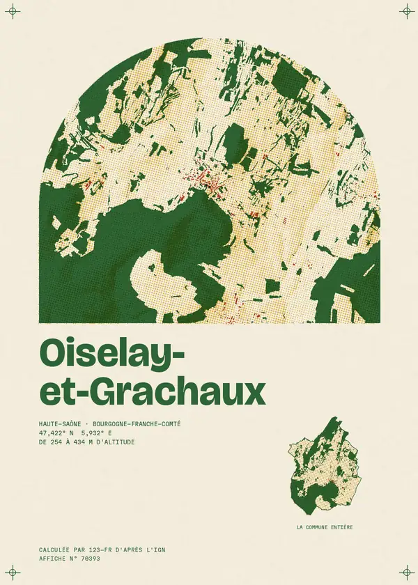 Affiche de Oiselay-et-Grachaux, calculée par 123-fr d'après l'IGN