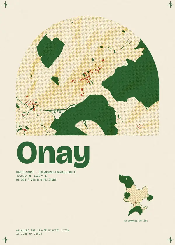 Affiche de Onay, calculée par 123-fr d'après l'IGN