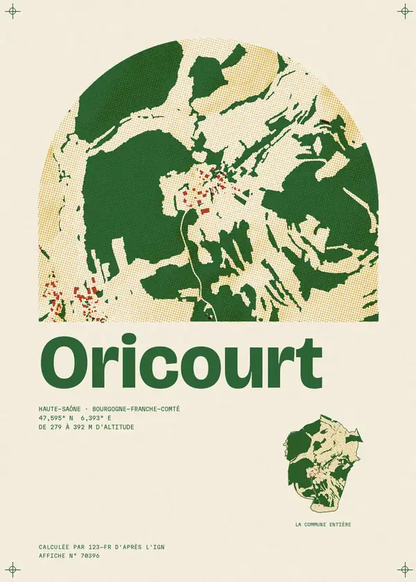 Affiche de Oricourt, calculée par 123-fr d'après l'IGN