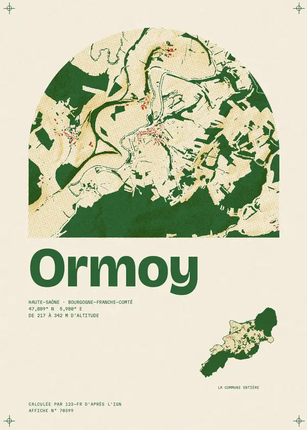Affiche de Ormoy, calculée par 123-fr d'après l'IGN