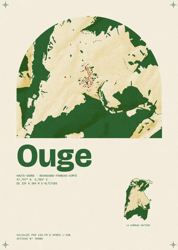 Affiche de Ouge, calculée par 123-fr d'après l'IGN