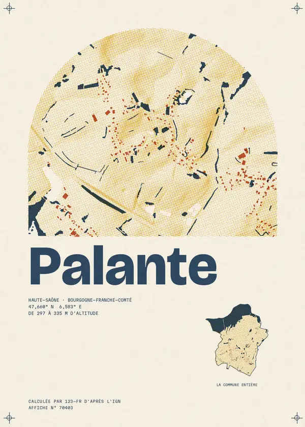 Affiche de Palante, calculée par 123-fr d'après l'IGN