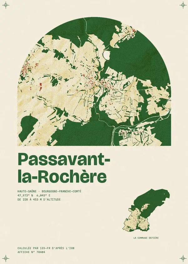 Affiche de Passavant-la-Rochère, calculée par 123-fr d'après l'IGN