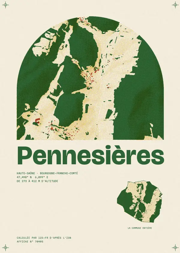 Affiche de Pennesières, calculée par 123-fr d'après l'IGN