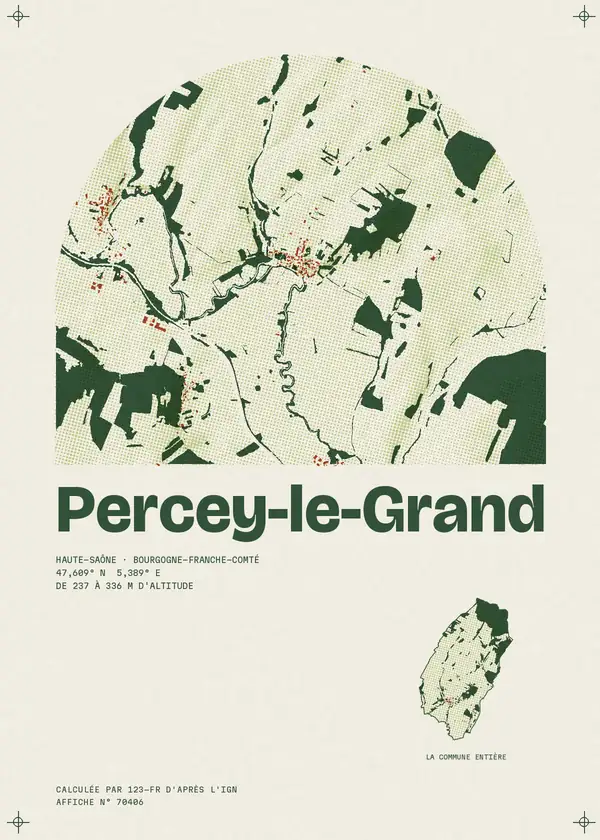 Affiche de Percey-le-Grand, calculée par 123-fr d'après l'IGN