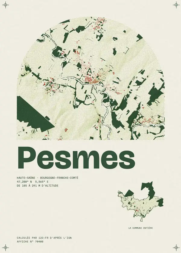 Affiche de Pesmes, calculée par 123-fr d'après l'IGN