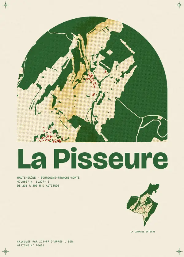 Affiche de La Pisseure, calculée par 123-fr d'après l'IGN