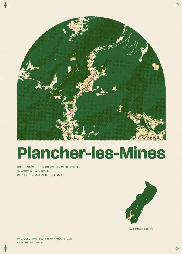 Affiche de Plancher-les-Mines, calculée par 123-fr d'après l'IGN