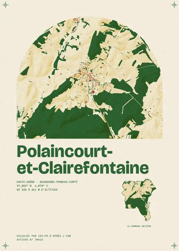 Affiche de Polaincourt-et-Clairefontaine, calculée par 123-fr d'après l'IGN