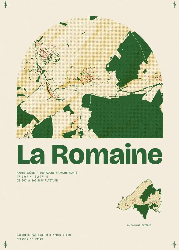 Affiche de La Romaine, calculée par 123-fr d'après l'IGN