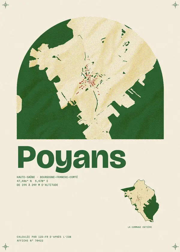 Affiche de Poyans, calculée par 123-fr d'après l'IGN