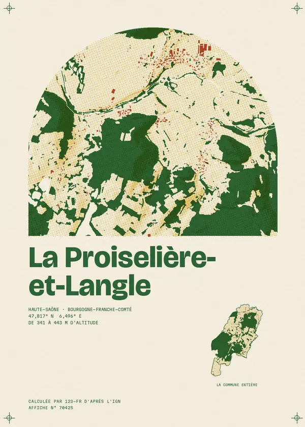 Affiche de La Proiselière-et-Langle, calculée par 123-fr d'après l'IGN