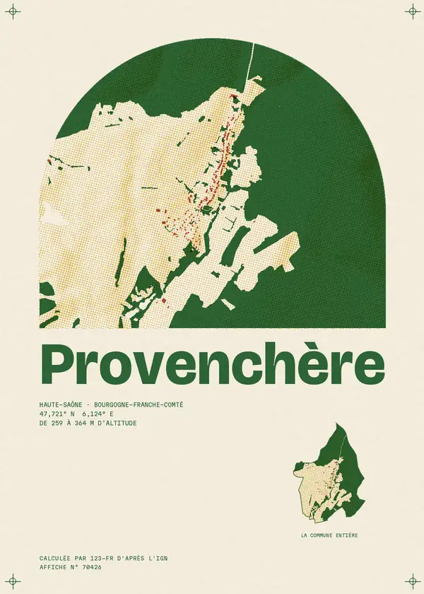 Affiche de Provenchère, calculée par 123-fr d'après l'IGN