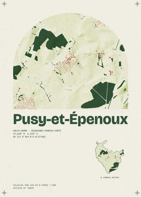 Affiche de Pusy-et-Épenoux, calculée par 123-fr d'après l'IGN