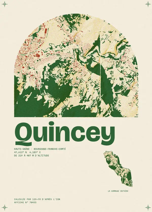 Affiche de Quincey, calculée par 123-fr d'après l'IGN