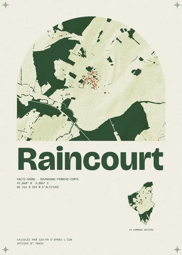 Affiche de Raincourt, calculée par 123-fr d'après l'IGN