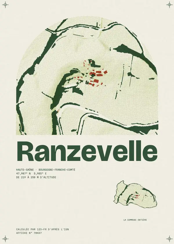 Affiche de Ranzevelle, calculée par 123-fr d'après l'IGN