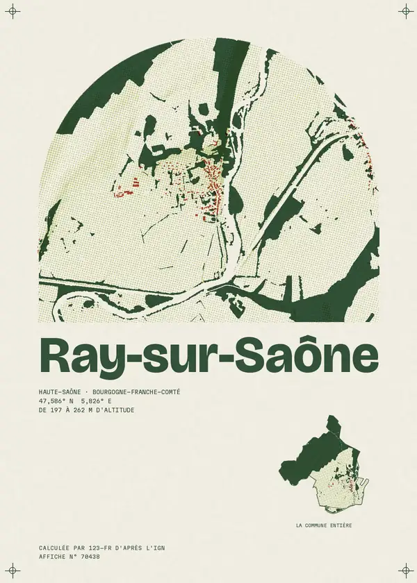 Affiche de Ray-sur-Saône, calculée par 123-fr d'après l'IGN