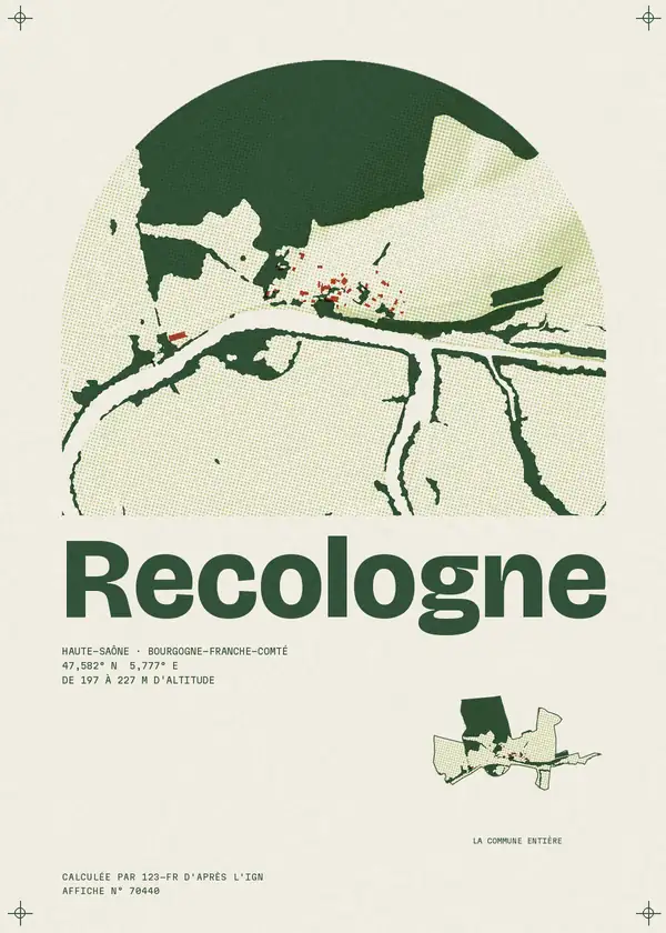 Affiche de Recologne, calculée par 123-fr d'après l'IGN
