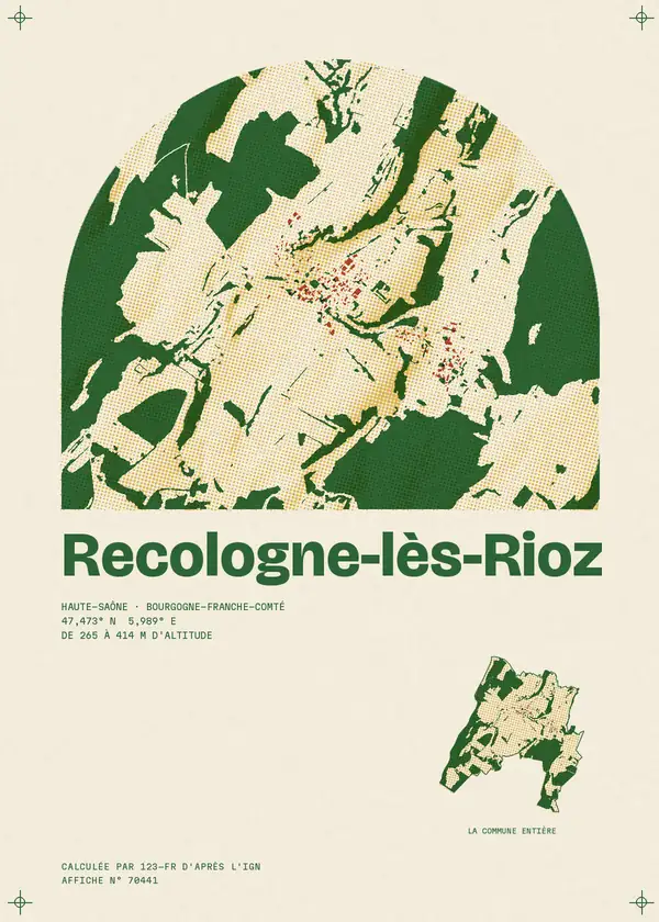 Affiche de Recologne-lès-Rioz, calculée par 123-fr d'après l'IGN