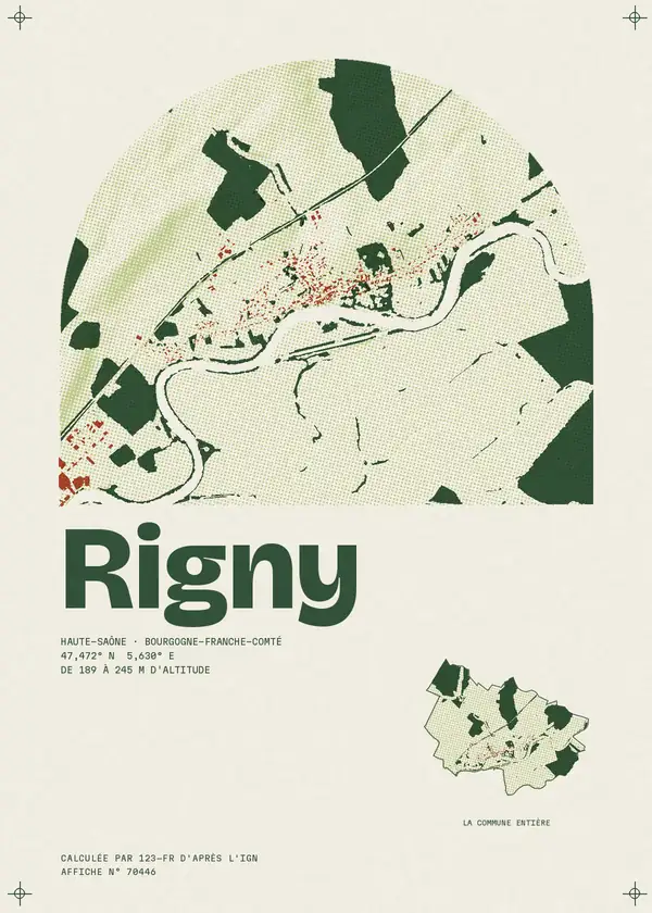 Affiche de Rigny, calculée par 123-fr d'après l'IGN