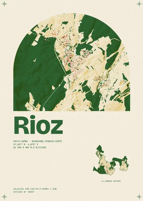 Affiche de Rioz, calculée par 123-fr d'après l'IGN