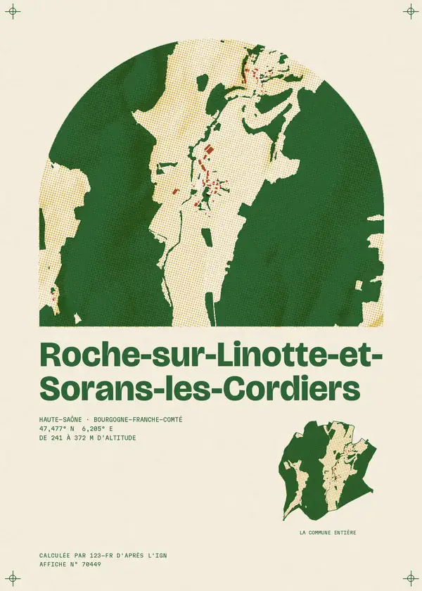 Affiche de Roche-sur-Linotte-et-Sorans-les-Cordiers, calculée par 123-fr d'après l'IGN