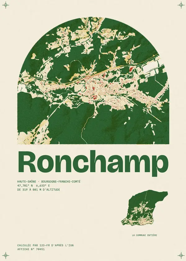 Affiche de Ronchamp, calculée par 123-fr d'après l'IGN