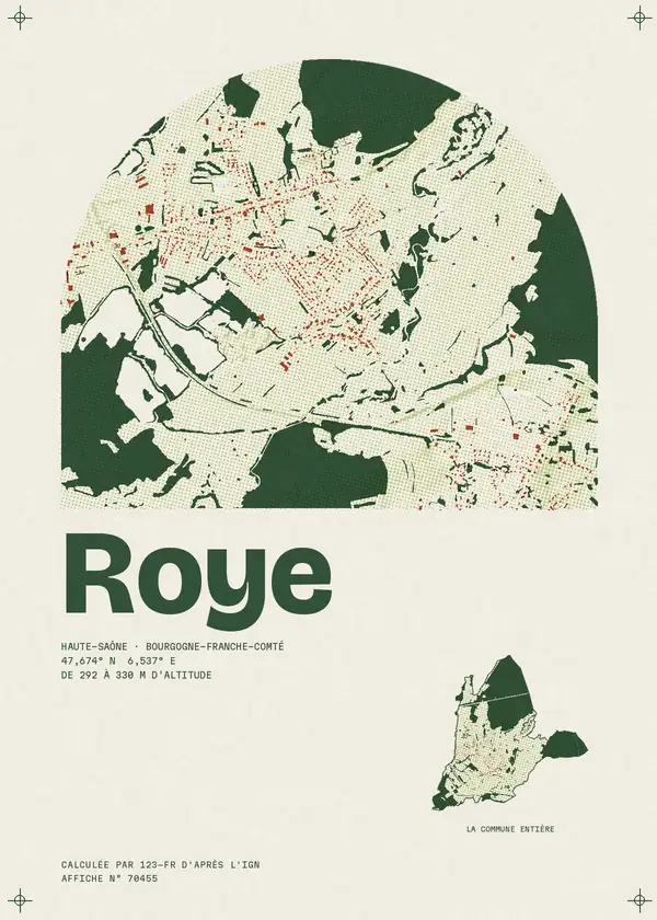 Affiche de Roye, calculée par 123-fr d'après l'IGN
