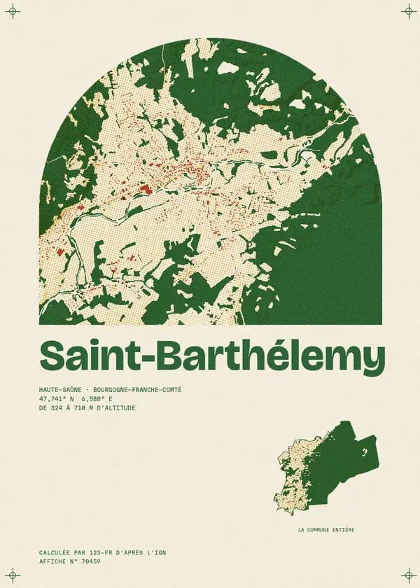 Affiche de Saint-Barthélemy, calculée par 123-fr d'après l'IGN