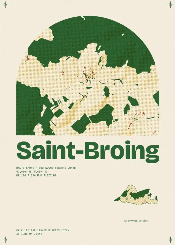 Affiche de Saint-Broing, calculée par 123-fr d'après l'IGN