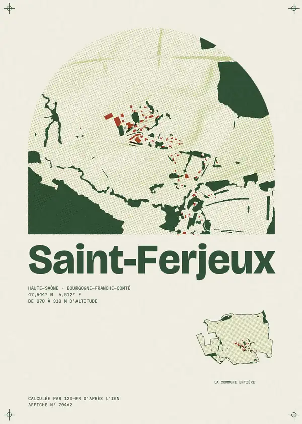 Affiche de Saint-Ferjeux, calculée par 123-fr d'après l'IGN