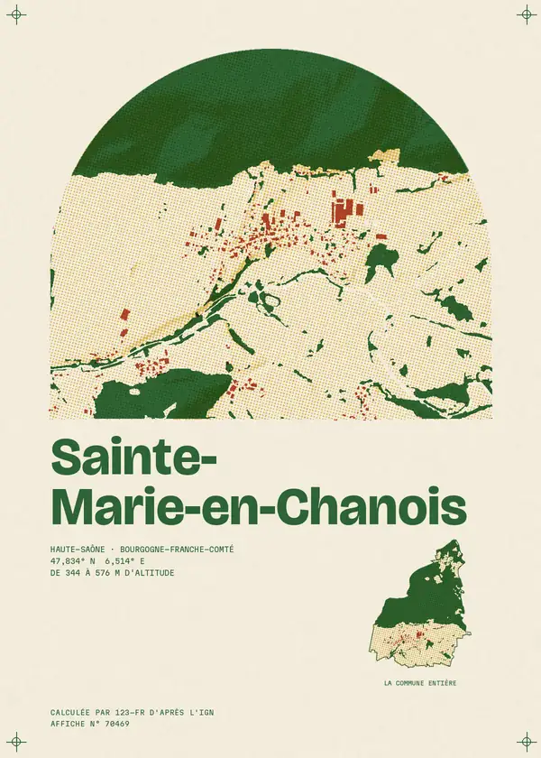 Affiche de Sainte-Marie-en-Chanois, calculée par 123-fr d'après l'IGN