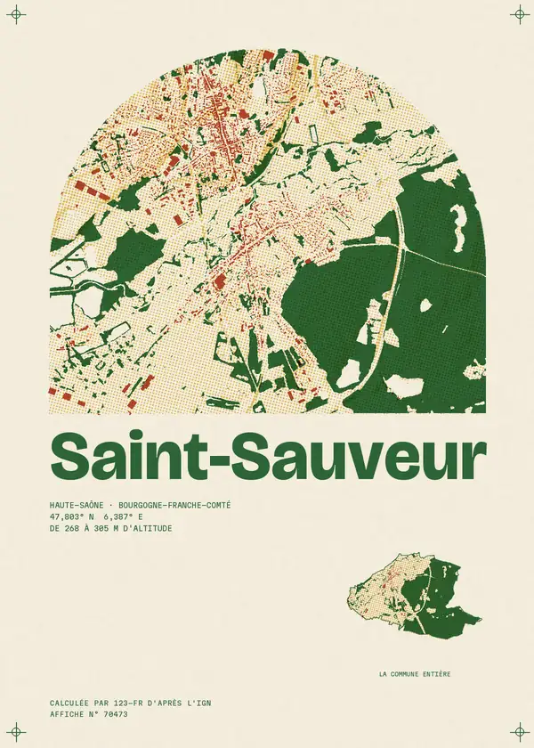 Affiche de Saint-Sauveur, calculée par 123-fr d'après l'IGN
