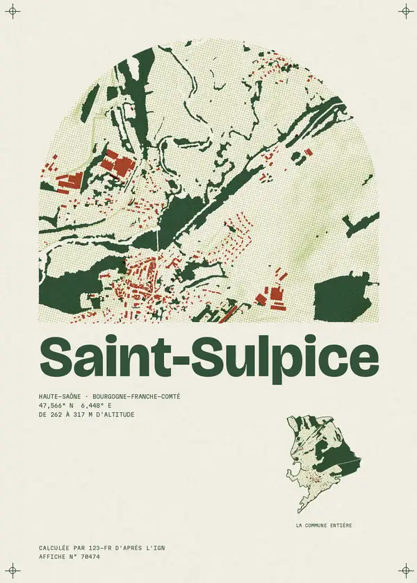 Affiche de Saint-Sulpice, calculée par 123-fr d'après l'IGN