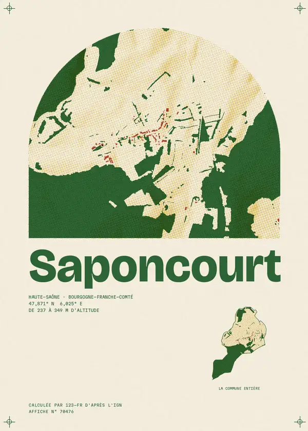 Affiche de Saponcourt, calculée par 123-fr d'après l'IGN