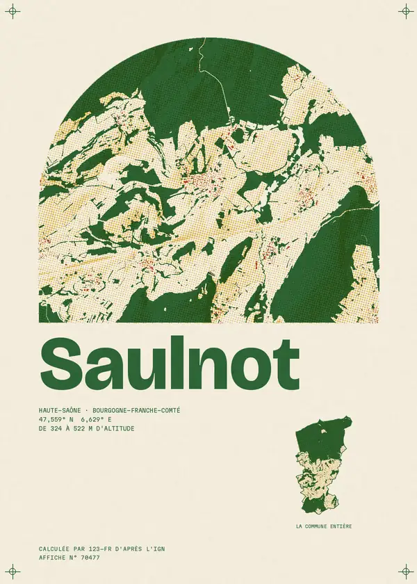 Affiche de Saulnot, calculée par 123-fr d'après l'IGN