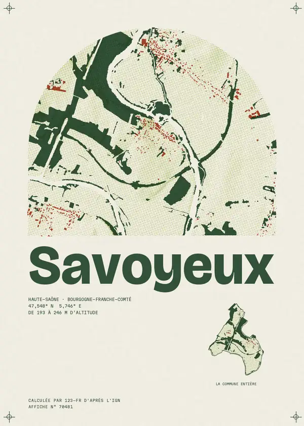 Affiche de Savoyeux, calculée par 123-fr d'après l'IGN