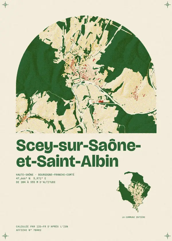 Affiche de Scey-sur-Saône-et-Saint-Albin, calculée par 123-fr d'après l'IGN