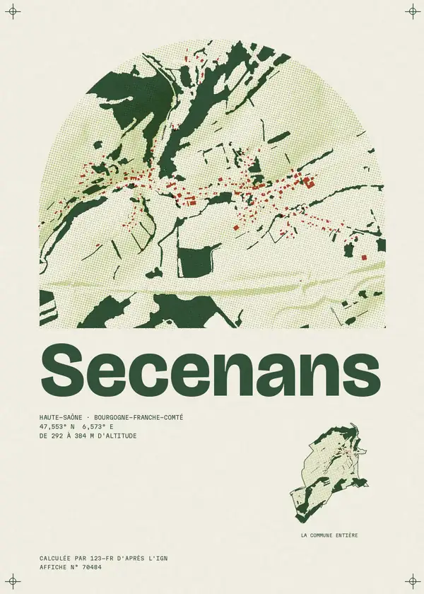 Affiche de Secenans, calculée par 123-fr d'après l'IGN