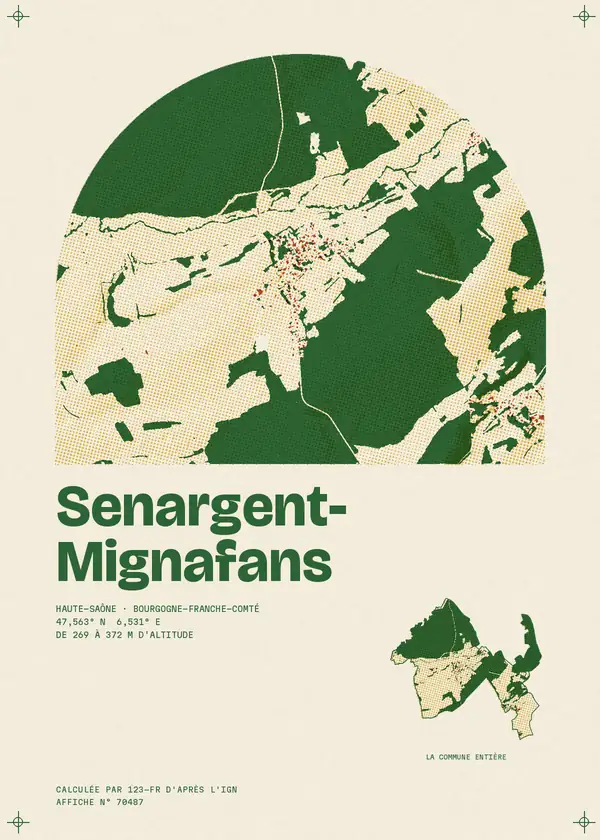 Affiche de Senargent-Mignafans, calculée par 123-fr d'après l'IGN