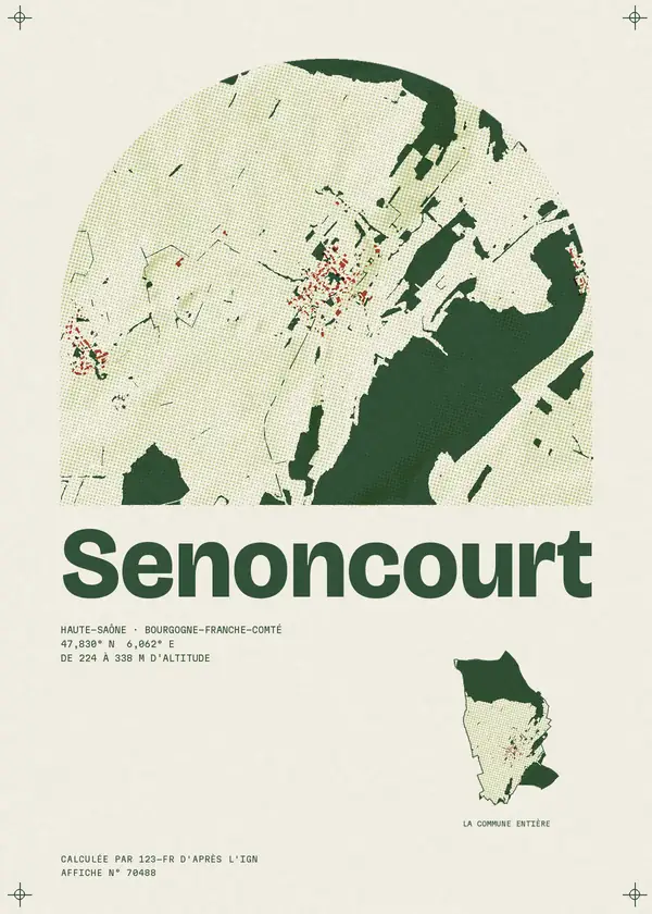 Affiche de Senoncourt, calculée par 123-fr d'après l'IGN