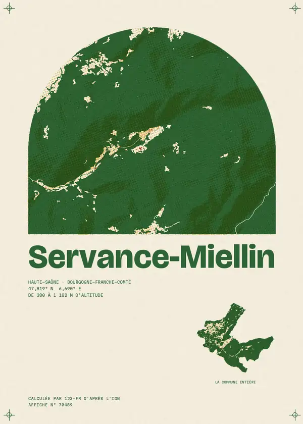 Affiche de Servance-Miellin, calculée par 123-fr d'après l'IGN