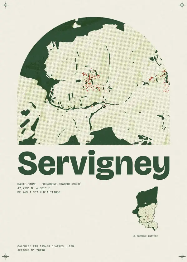 Affiche de Servigney, calculée par 123-fr d'après l'IGN