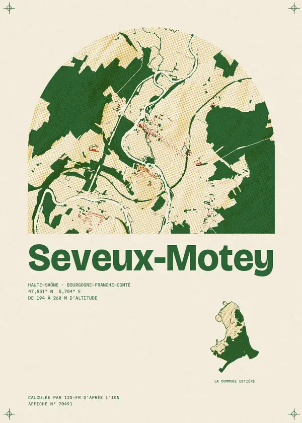 Affiche de Seveux-Motey, calculée par 123-fr d'après l'IGN