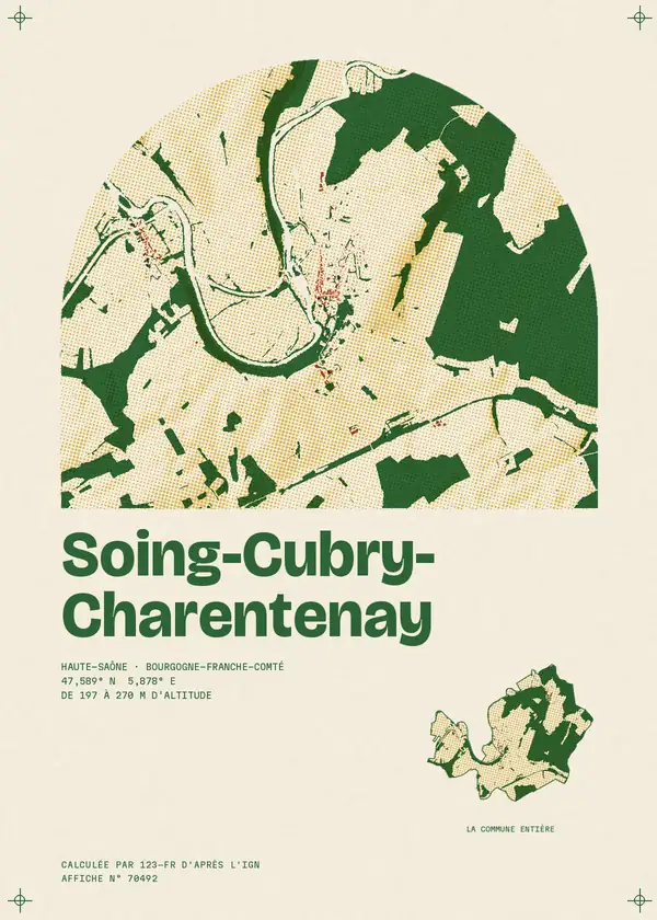 Affiche de Soing-Cubry-Charentenay, calculée par 123-fr d'après l'IGN