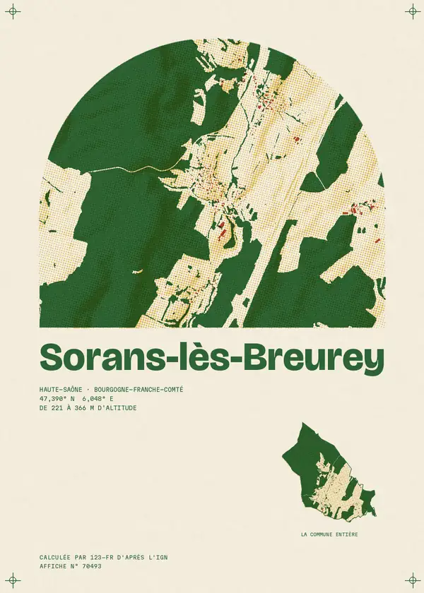 Affiche de Sorans-lès-Breurey, calculée par 123-fr d'après l'IGN