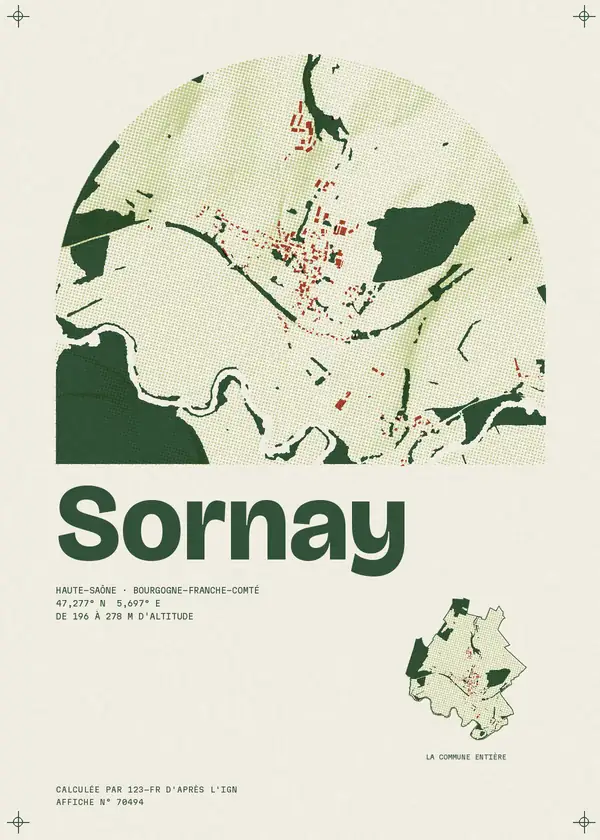 Affiche de Sornay, calculée par 123-fr d'après l'IGN