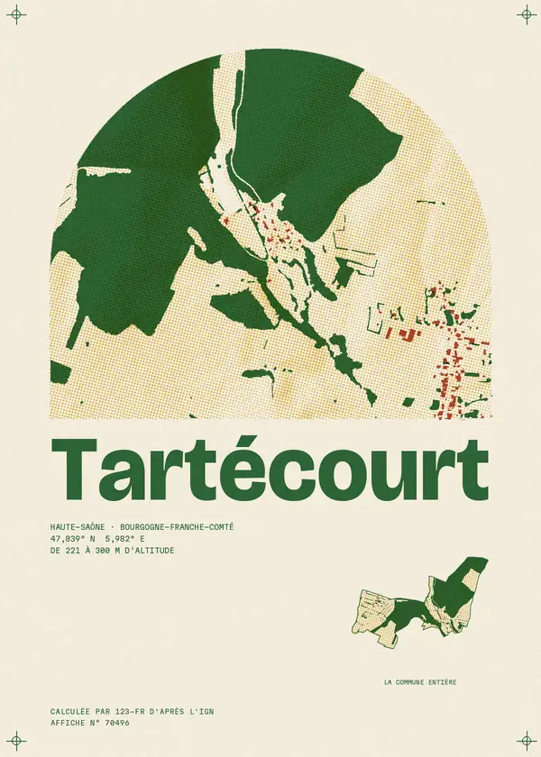Affiche de Tartécourt, calculée par 123-fr d'après l'IGN