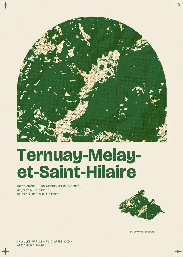 Affiche de Ternuay-Melay-et-Saint-Hilaire, calculée par 123-fr d'après l'IGN